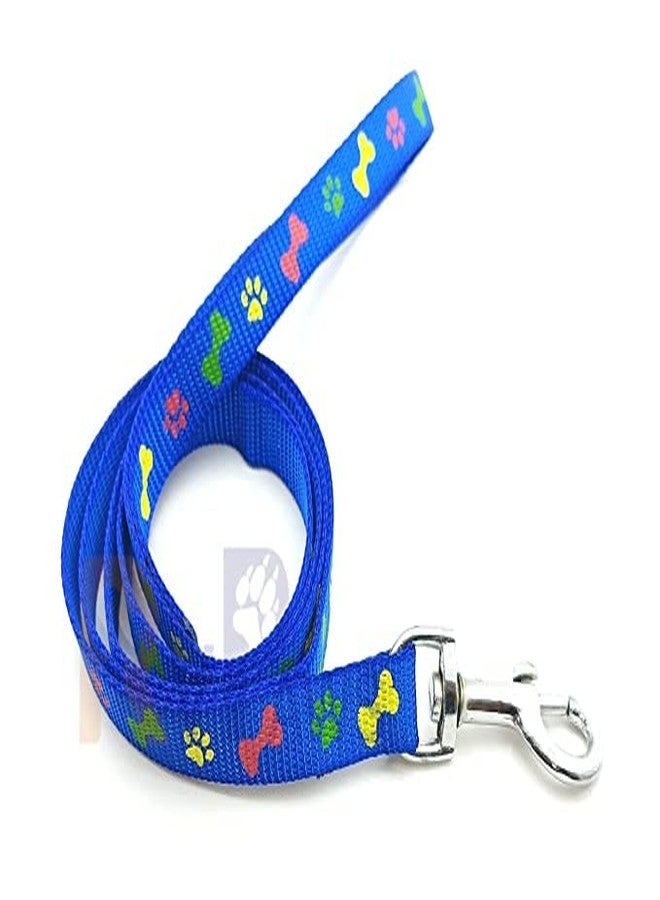 Pups&Pets طقم طوق ومقود مطبوع للحيوانات الأليفة من Pups&Pets مقاس 15 مم - طوق نايلون قابل للتعديل مع جرس للكلاب الصغيرة والمتوسطة، طقم طوق ومقود للجراء والكلاب والقطط (أزرق، نمط-2) - Image 3